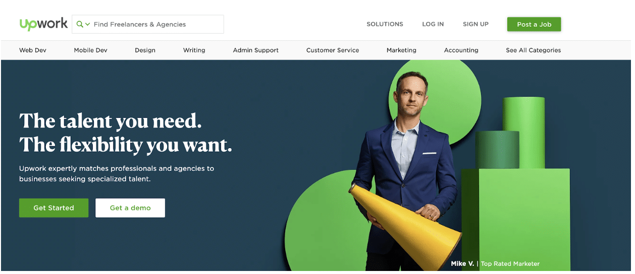 Upwork's home page
