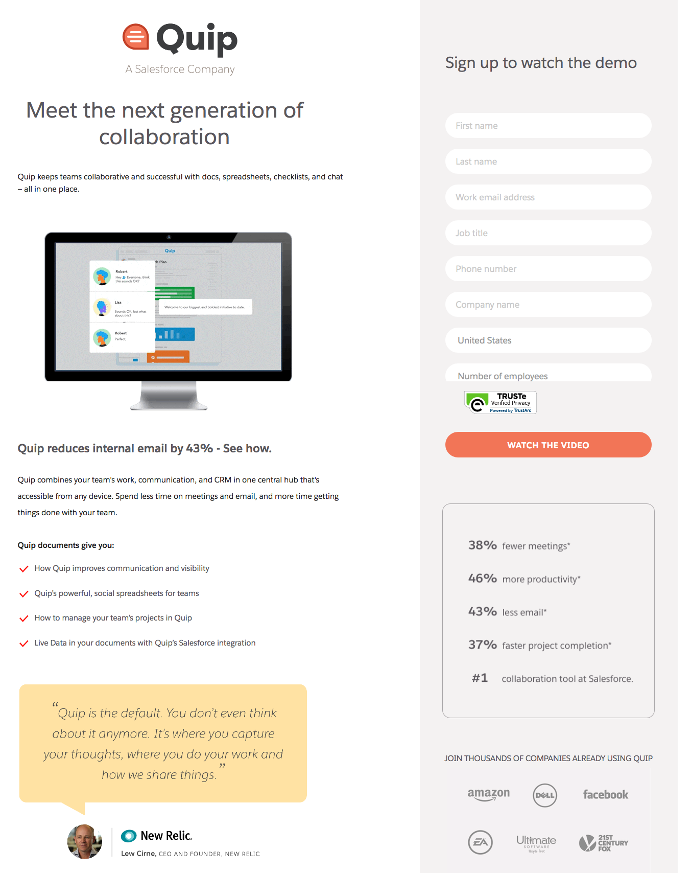 Quip's landing page