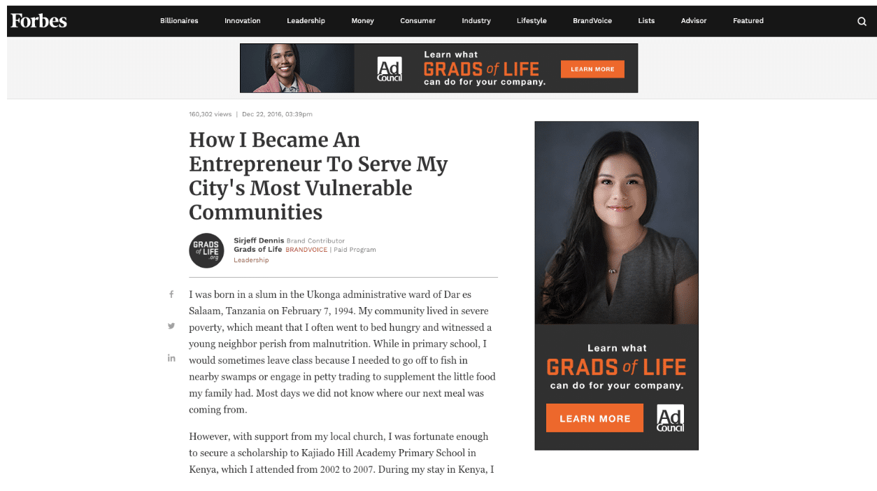 sponsored article on Forbes