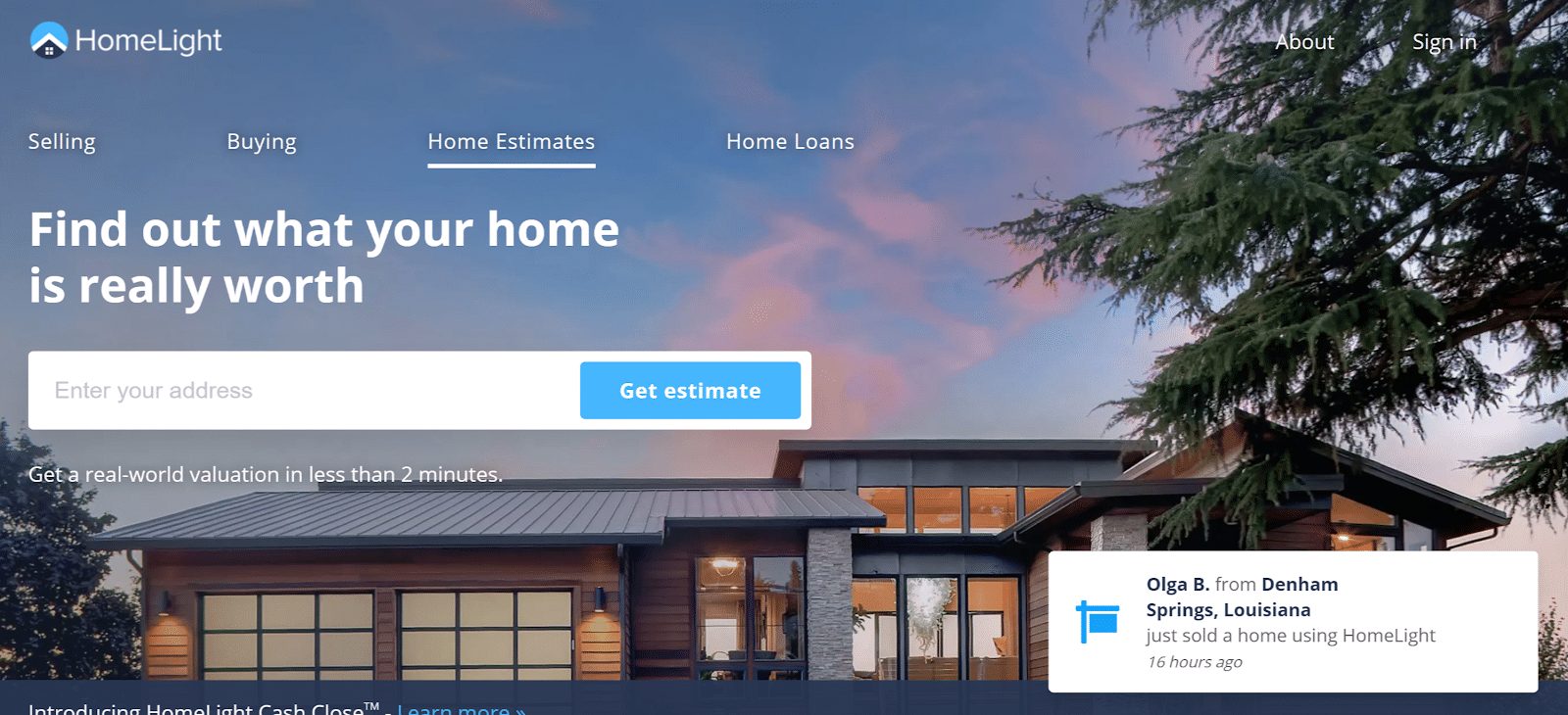 homelight real estate landing page