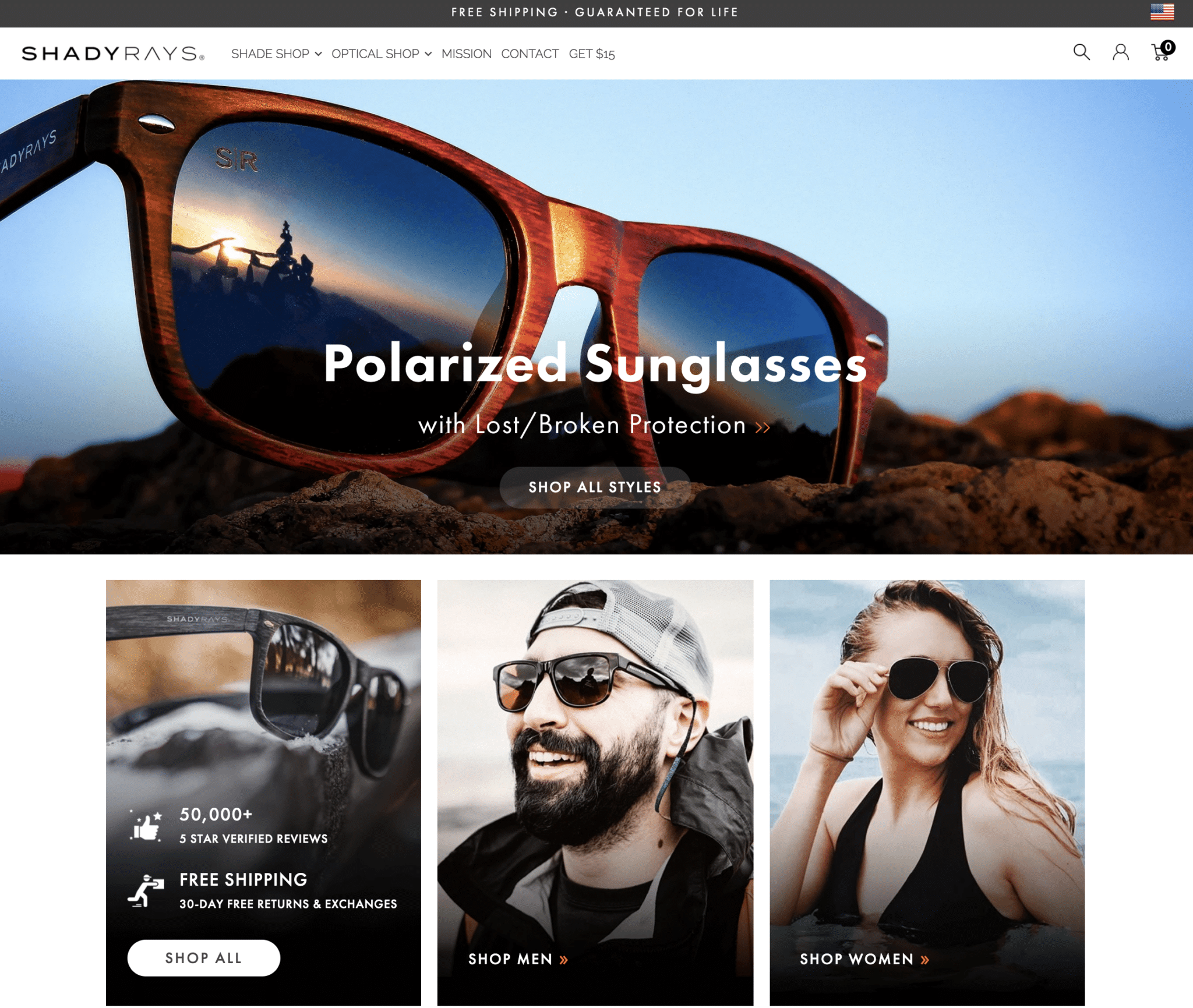 ShadyRays landing page