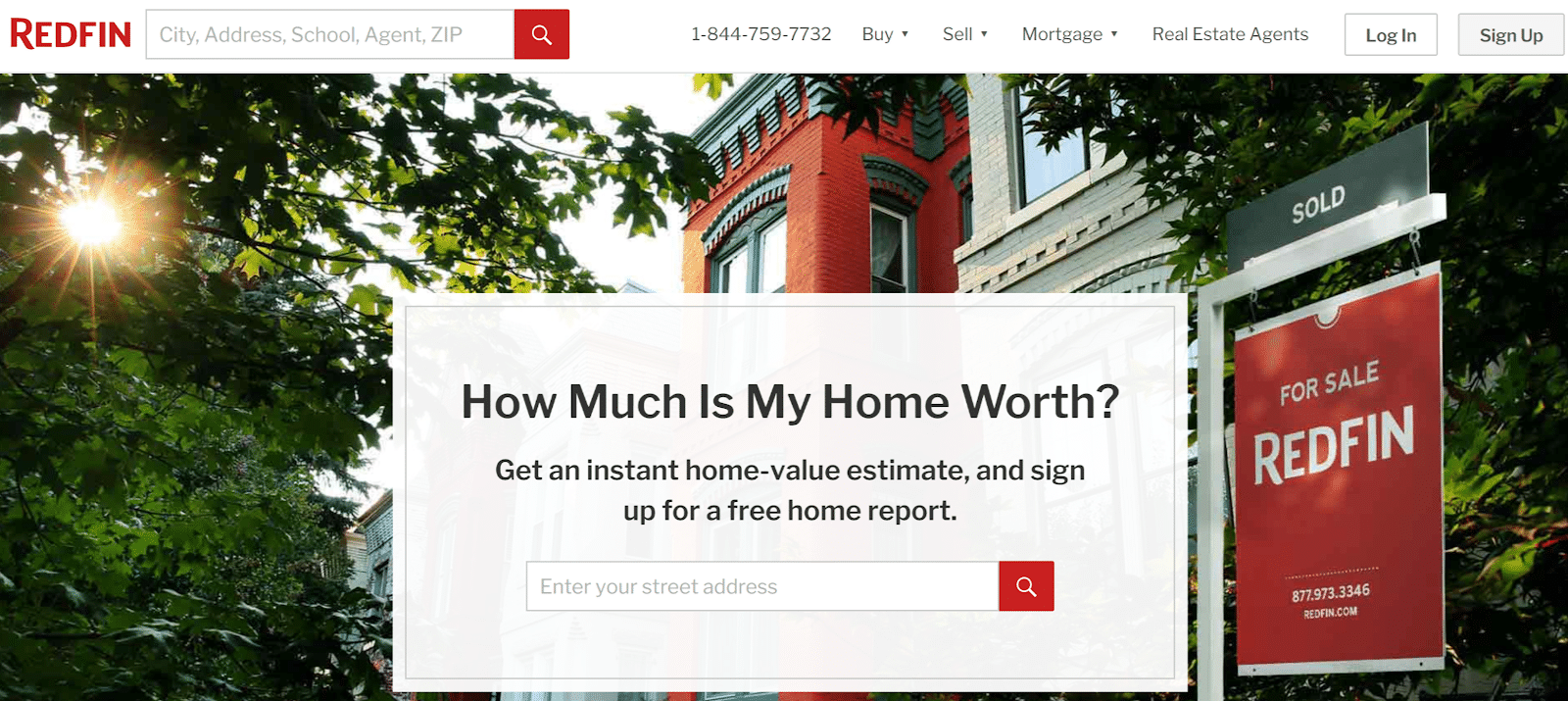 real estate landing page - redfin