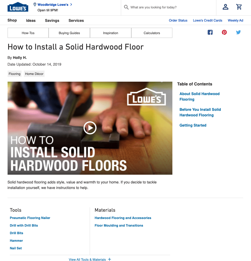 Lowe's on how to install a hard wood floor