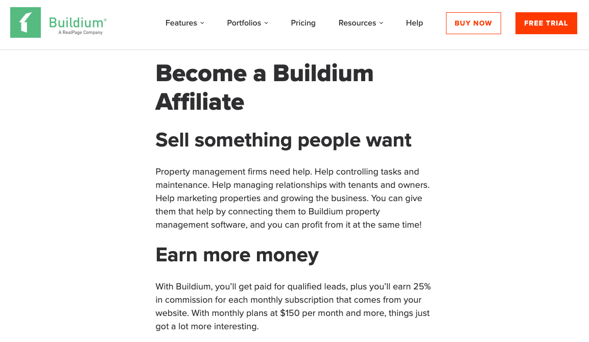 Buildium Affiliate program
