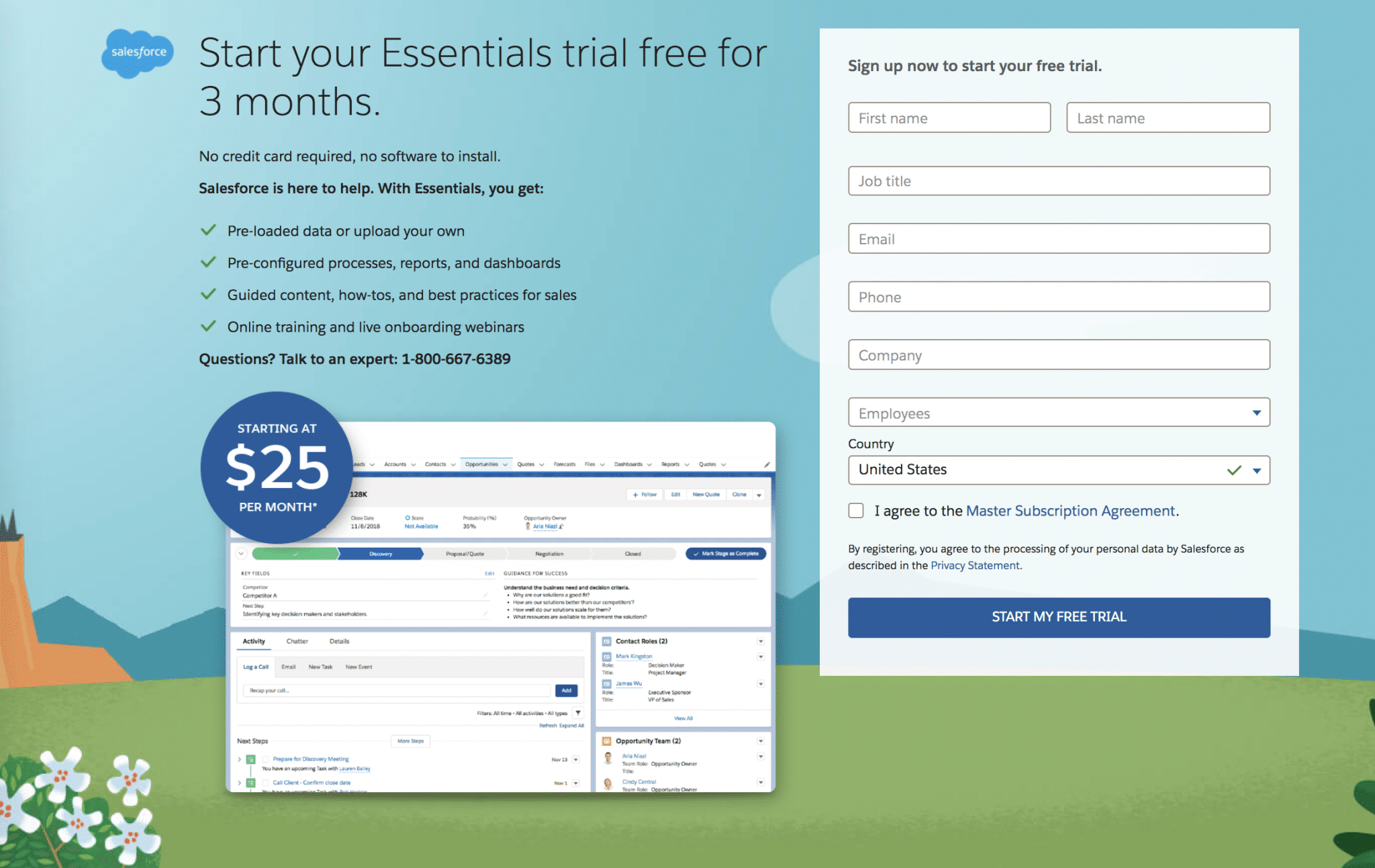 salesforce free trial email landing page